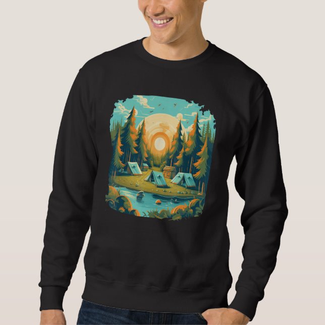 Cool Tents at Lake with Sunrise in summery wildern Sweatshirt (Front)