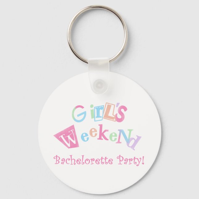 Cool Text Girls Weekend Bachelorette Party Key Ring (Front)