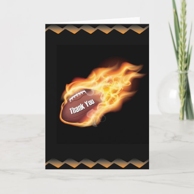 Cool Thank You Flaming Football Card (Front)