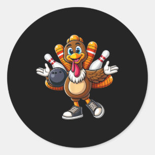 Cool Thanksgiving Bowling Gobble Player Turkey Bow Classic Round Sticker