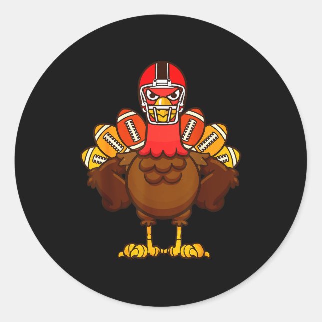 Cool Thanksgiving Football Shirt _ Gobble Player T Classic Round Sticker (Front)