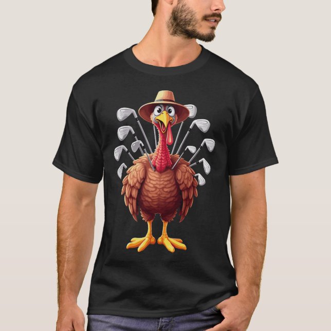 Cool Thanksgiving Golf Player Turkey Golfing Fall  T-Shirt (Front)