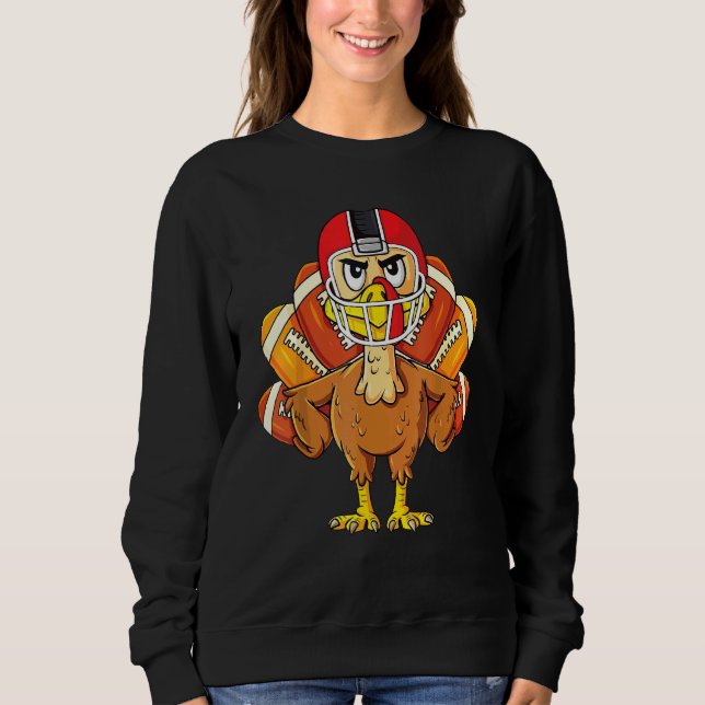 Cool Thanksgiving Turkey Football Player Matching Sweatshirt (Front)