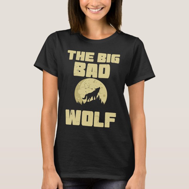 Cool The Big Wolf Howling Moon Fairy Tale Readers T-Shirt (Front)