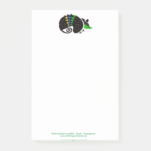 Cool Three banded ARMADILLO - Endangered animal - Post-it Notes (Front)
