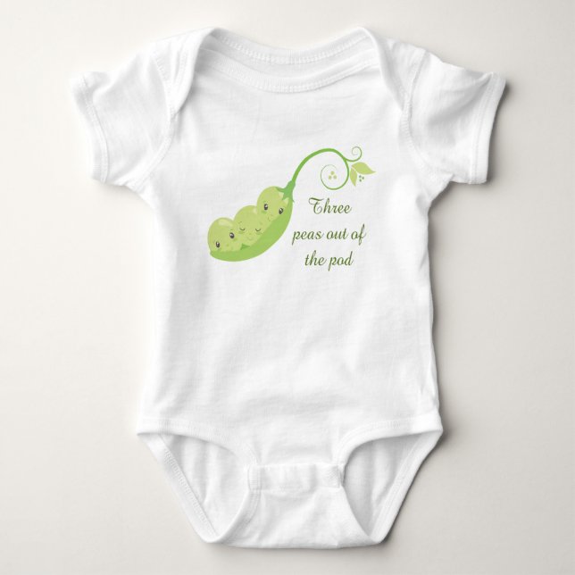 cool three peas out pod add text baby bodysuit (Front)