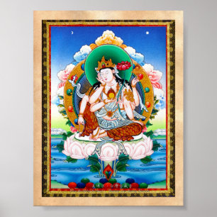 Cool tibetan thangka Cintamanicakra Avalokitesvara Poster