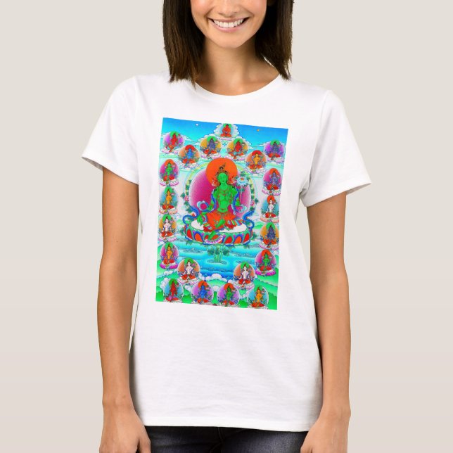 Cool tibetan thangka green tara god tattoo art T-Shirt (Front)