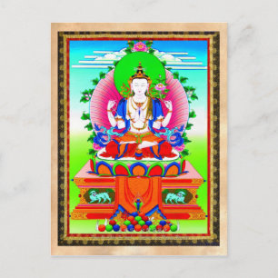 Cool tibetan thangka Shadakshari Avalokiteshvara Postcard