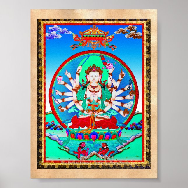 Cool tibetan thangka tattoo Cundhi Bodhisattva Poster (Front)