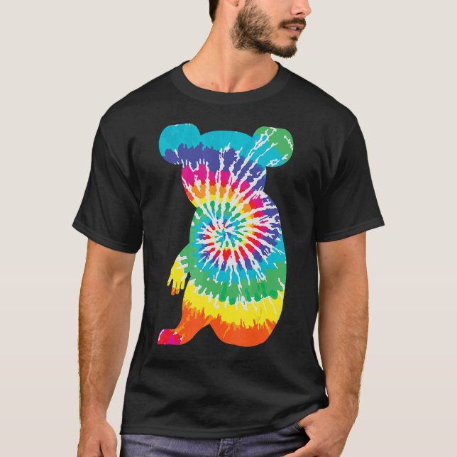 Cool Tie Dye Koala Rainbow Print Animal Hippie   T-Shirt (Front)
