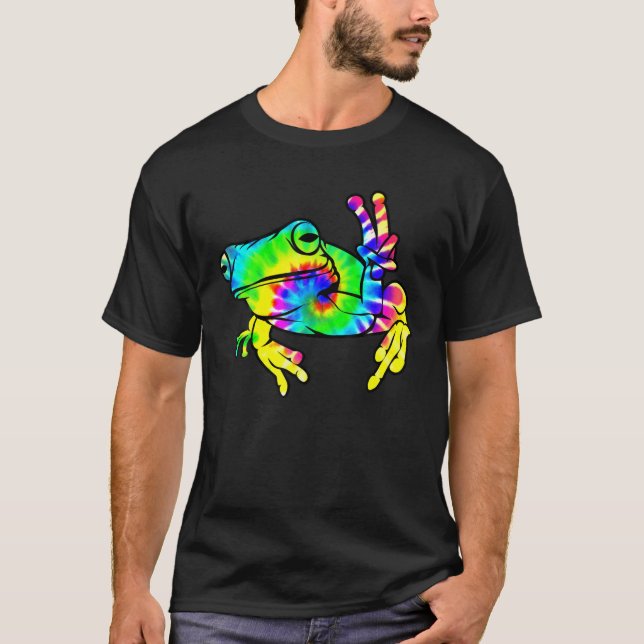 Cool Tie Dye Peace Frog | Funny Hippie Tadpole Lov T-Shirt (Front)