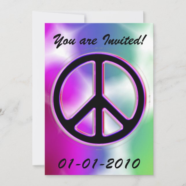 Cool Tie Dyed Peace Invitations (Front)