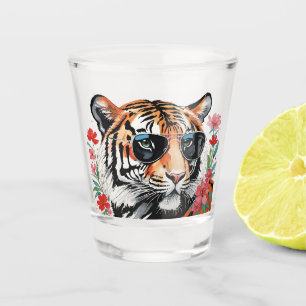 Cool Tiger Chilling In Aviator Sunglasses Shot Glass