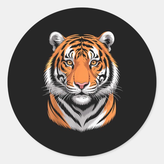 Cool Tiger Design For Men Women Siberian Tiger Lov Classic Round Sticker (Front)
