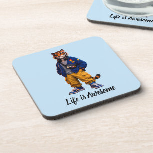 Cool Tiger in Streetwear Art - Urban Style Tiger Coaster