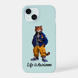 Cool Tiger in Streetwear Art - Urban Style Tiger iPhone 15 Case