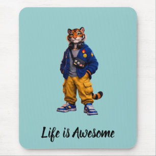 Cool Tiger in Streetwear Art - Urban Style Tiger Mouse Pad