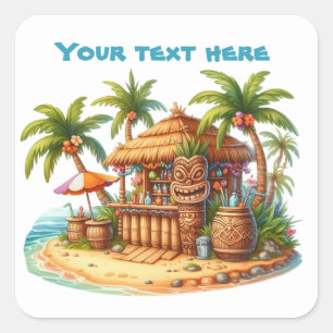 Cool tiki party add text  square sticker