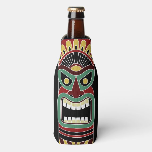Cool Tiki Totem custom name bottle cooler (Bottle Front)