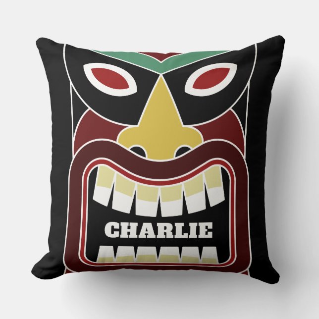 Cool Tiki Totems custom name throw pillows (Front)