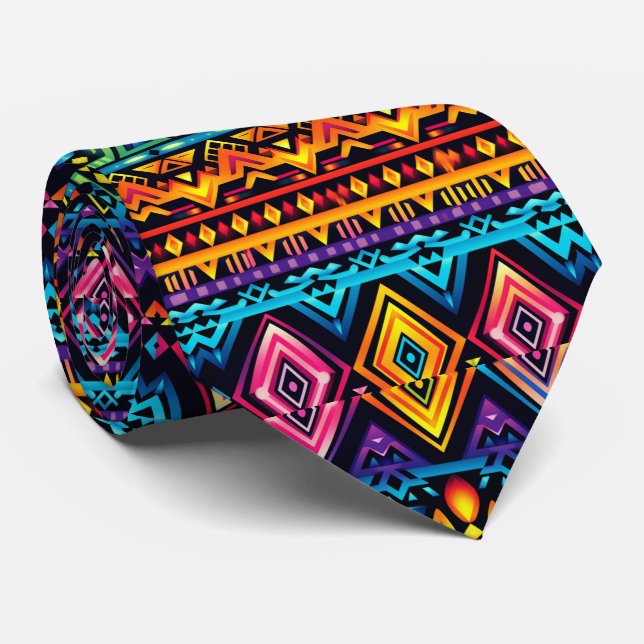Cool tile Aztec pattern  Tie (Rolled)