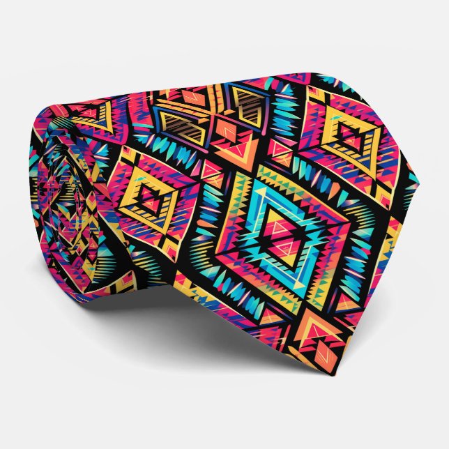 Cool tile Aztec pattern  Tie (Rolled)