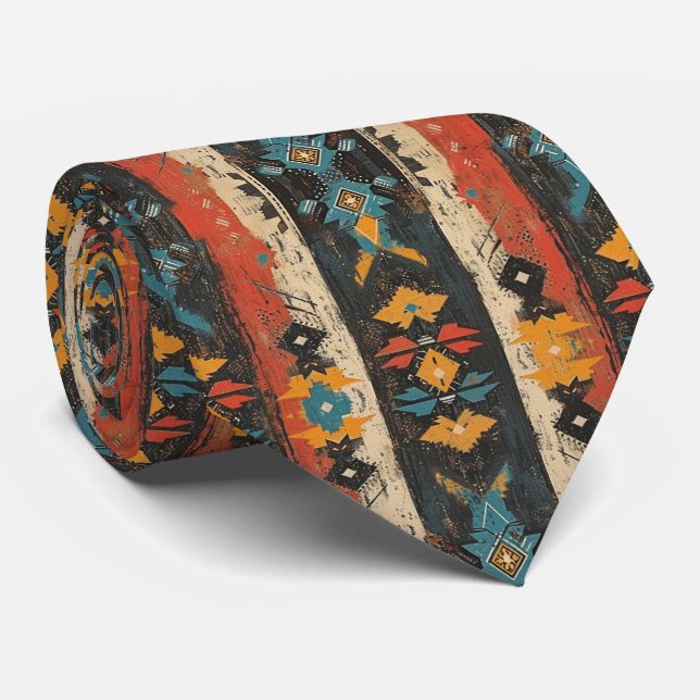 Cool tiled Aztec pattern  Tie (Rolled)