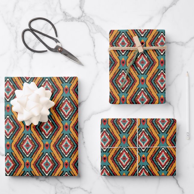 Cool tiled Aztec tribal party  Wrapping Paper Sheet (Front)