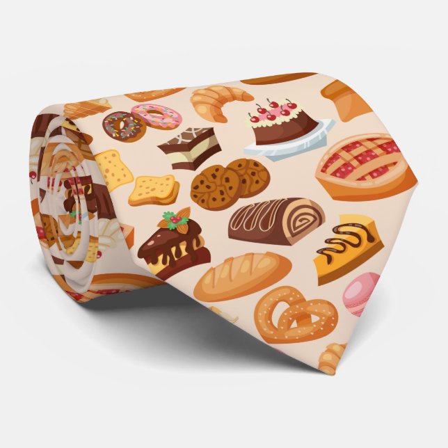 cool tiled bakery pattern  tie (Rolled)