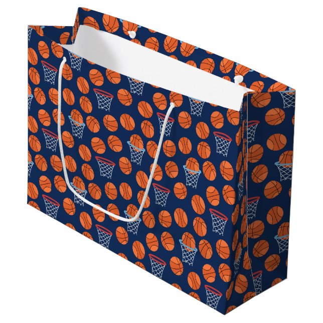 cool tiled basketball sports pattern party  large gift bag (Front Angled)