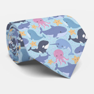 Cool tiled beach animals pattern tie
