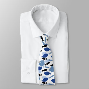 cool tiled beach fish pattern tie