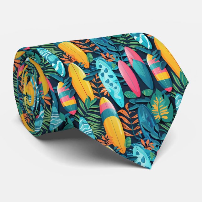 Cool tiled beach surfboards  tie (Rolled)