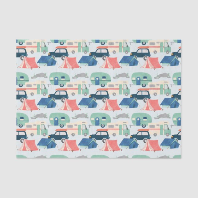 cool tiled camping pattern party  tissue paper (Front)