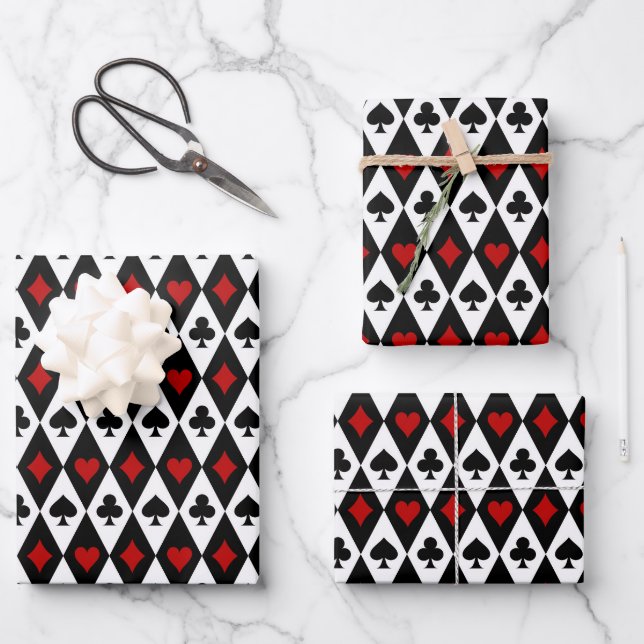 Cool tiled card suit pattern Casino party  Wrapping Paper Sheet (Front)