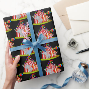 cool tiled circus clown party  wrapping paper