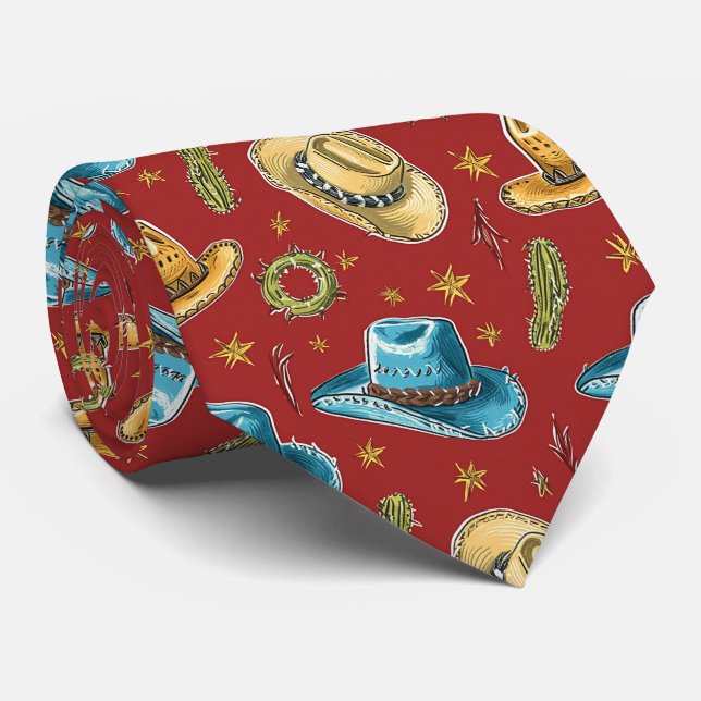 Cool tiled cowboy pattern  tie (Rolled)