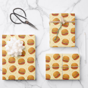 cool tiled fast food hamburger tiled pattern wrapping paper sheet