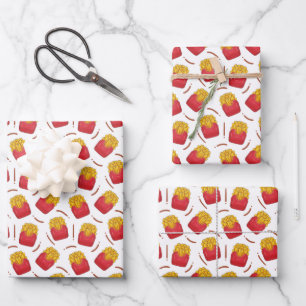 cool tiled French fry pattern fast food Wrapping Paper Sheet