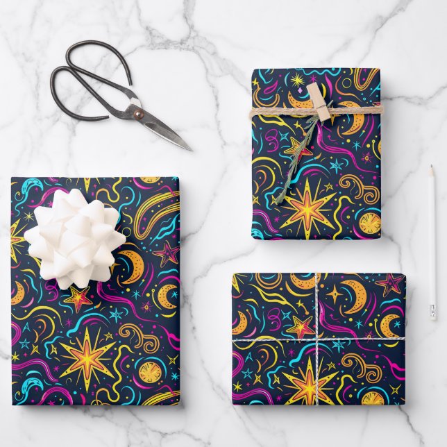Cool tiled Galaxy party pattern  Wrapping Paper Sheet (Front)