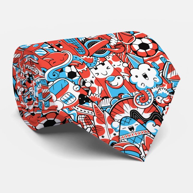 cool tiled graffiti pattern tie (Rolled)