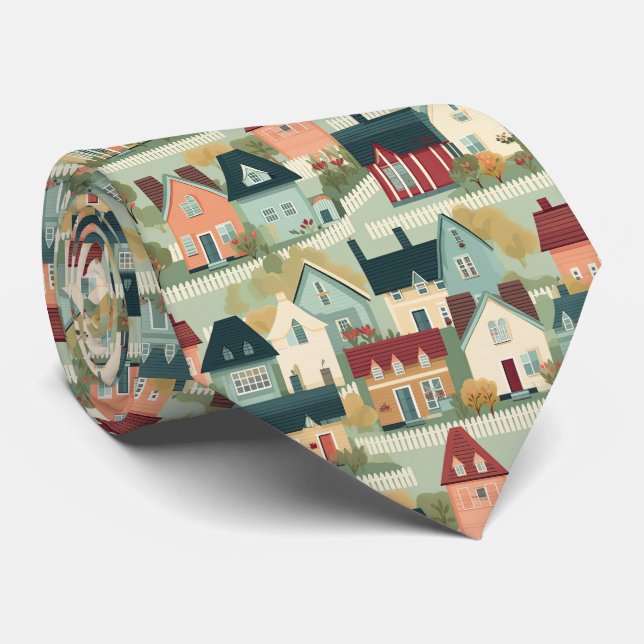 Cool tiled homes pattern Realtors Tie (Rolled)