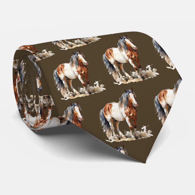 Cool tiled horse pattern  tie (Rolled)