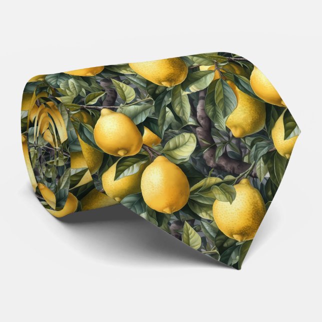 Cool tiled lemon fruit pattern tie (Rolled)