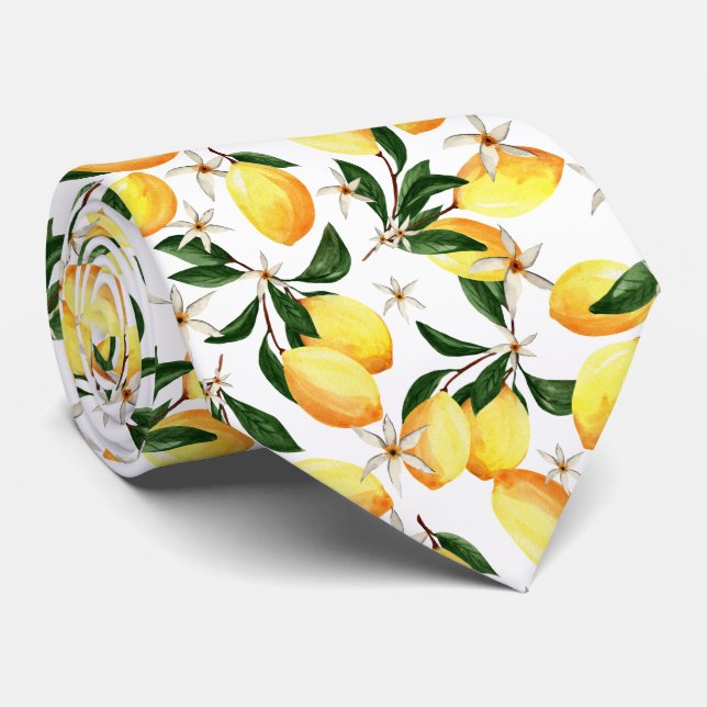 cool tiled lemon fruit pattern  tie (Rolled)