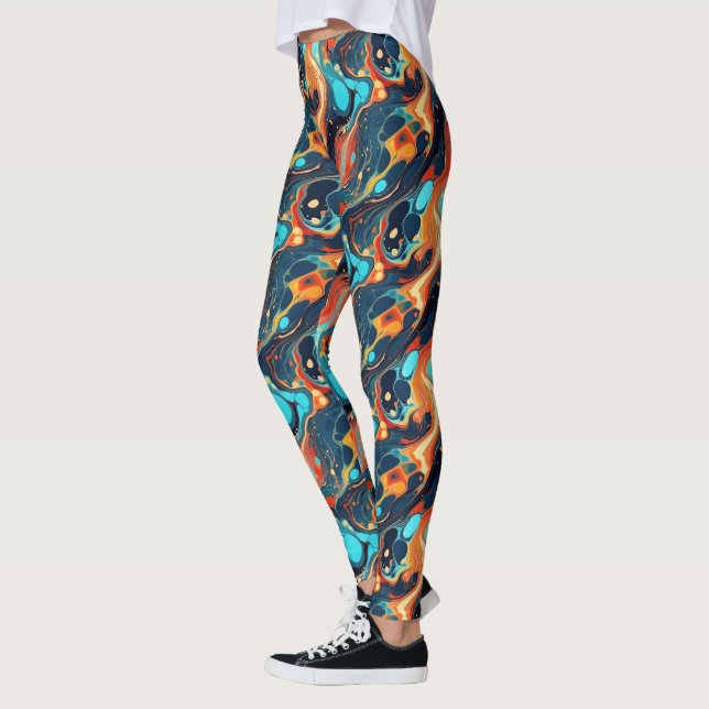 Cool tiled liquid abstract pattern leggings (Left)