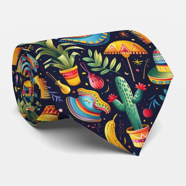 Cool tiled Mexican pattern Tie (Rolled)