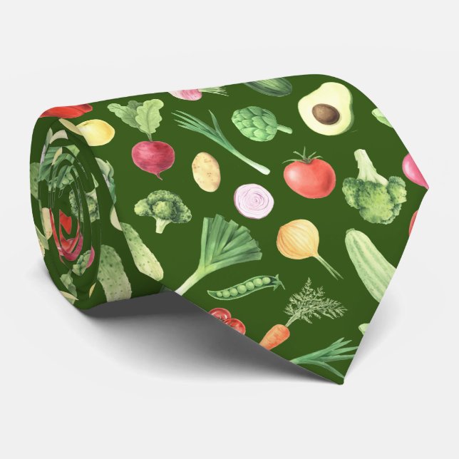 cool tiled mixed vegetables pattern  tie (Rolled)