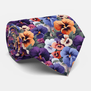 Cool tiled pansy pattern tie